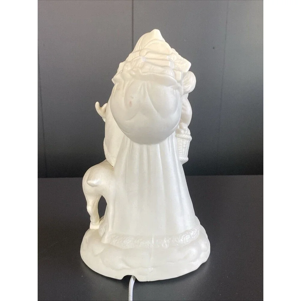 Vintage Santa w/ Reindeer Christmas Light Bisque 9
